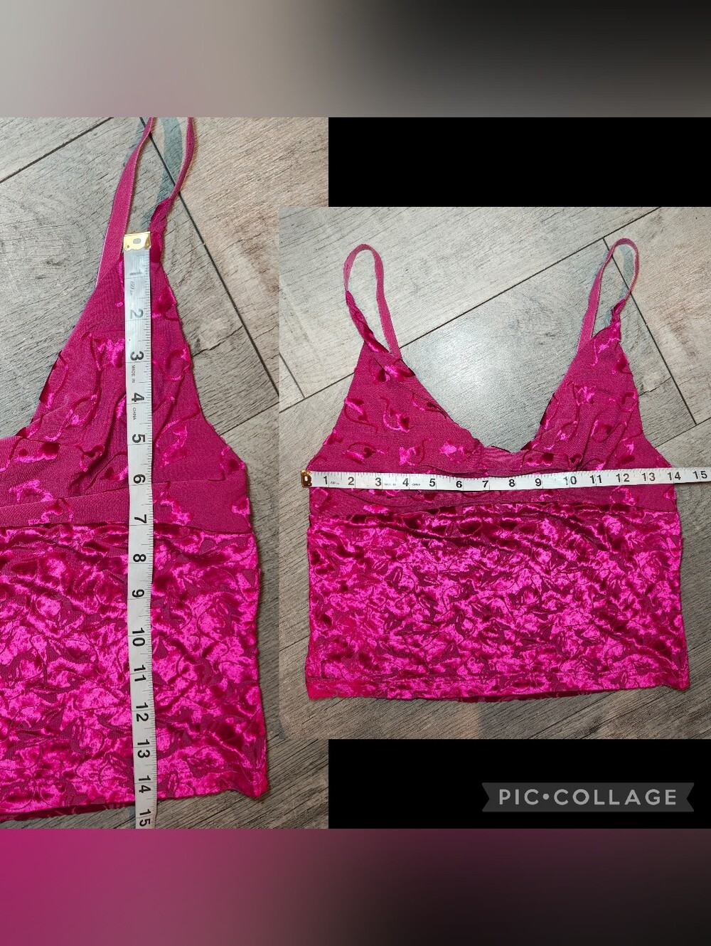 š„Y2K Baby Phat Hot Pink Crushed Velvet & Mesh Burnout Cowl Neck Cami Topš„ - Picture 6 of 7